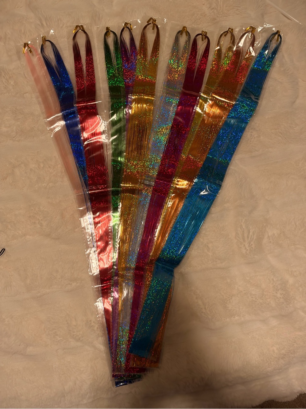 Amazon Holographic Hair Tinsel - Blue, Pink, Red, Green, Gold, Purple